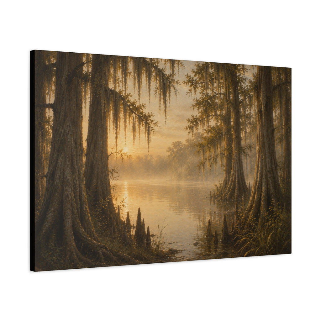 The River Collection Matte Stretched Canvas - "Cypress Cathedral" (Morning Waters II of V)