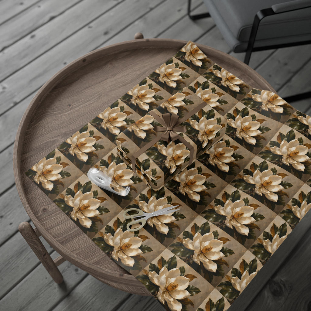 Wrapping Paper - Vintage Cream Magnolia Floral Gift Wrap