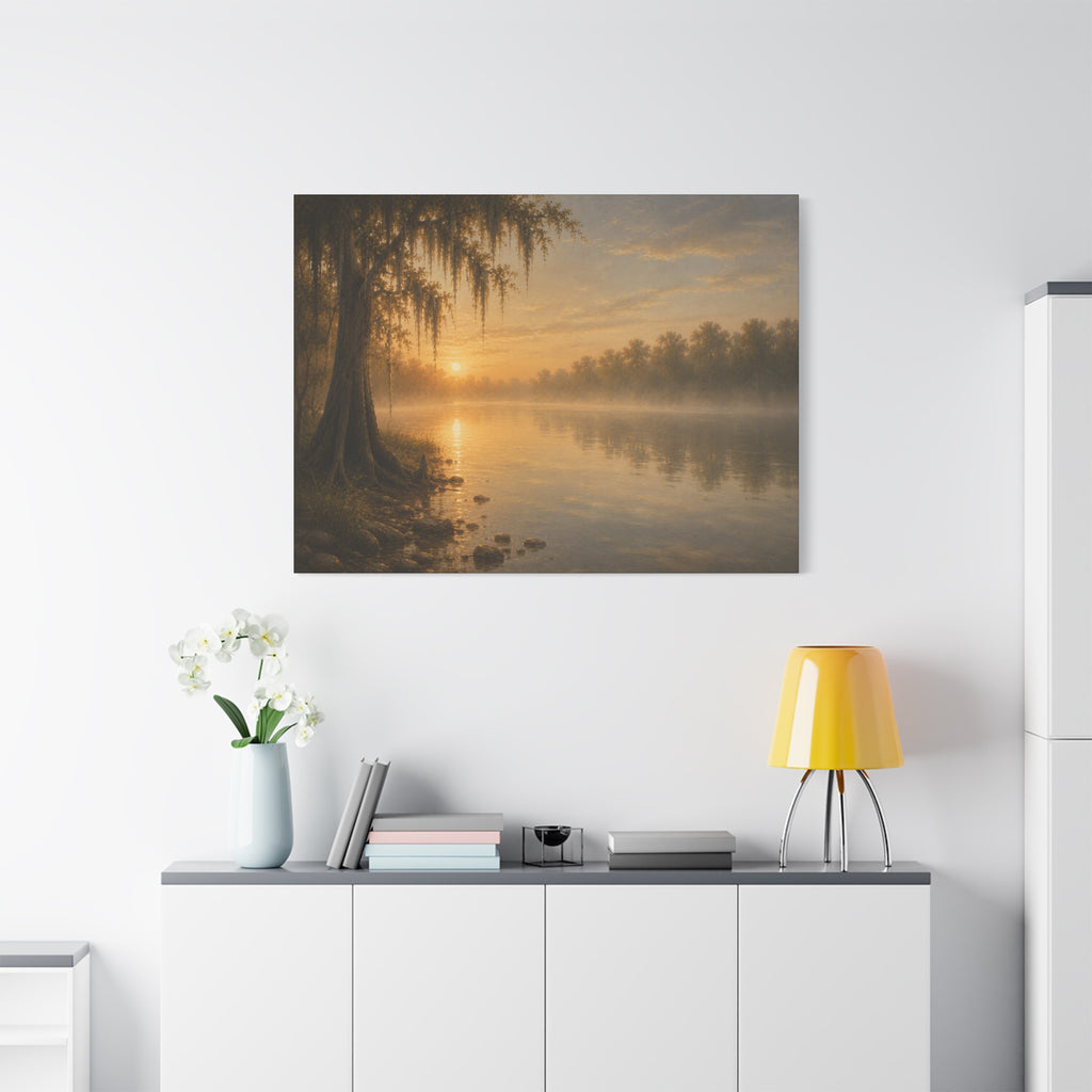 The River Collection Matte Stretched Canvas — First Light (Morning Waters I of V)