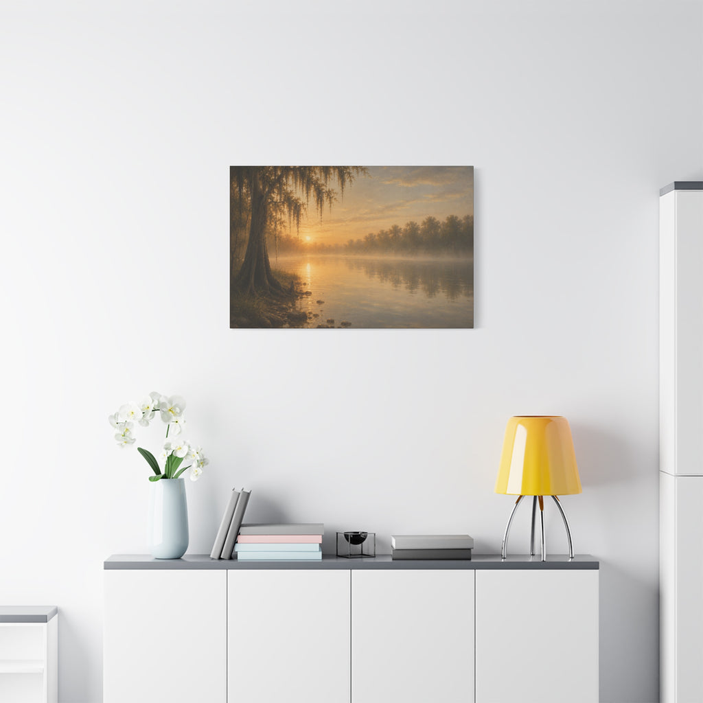 The River Collection Matte Stretched Canvas — First Light (Morning Waters I of V)