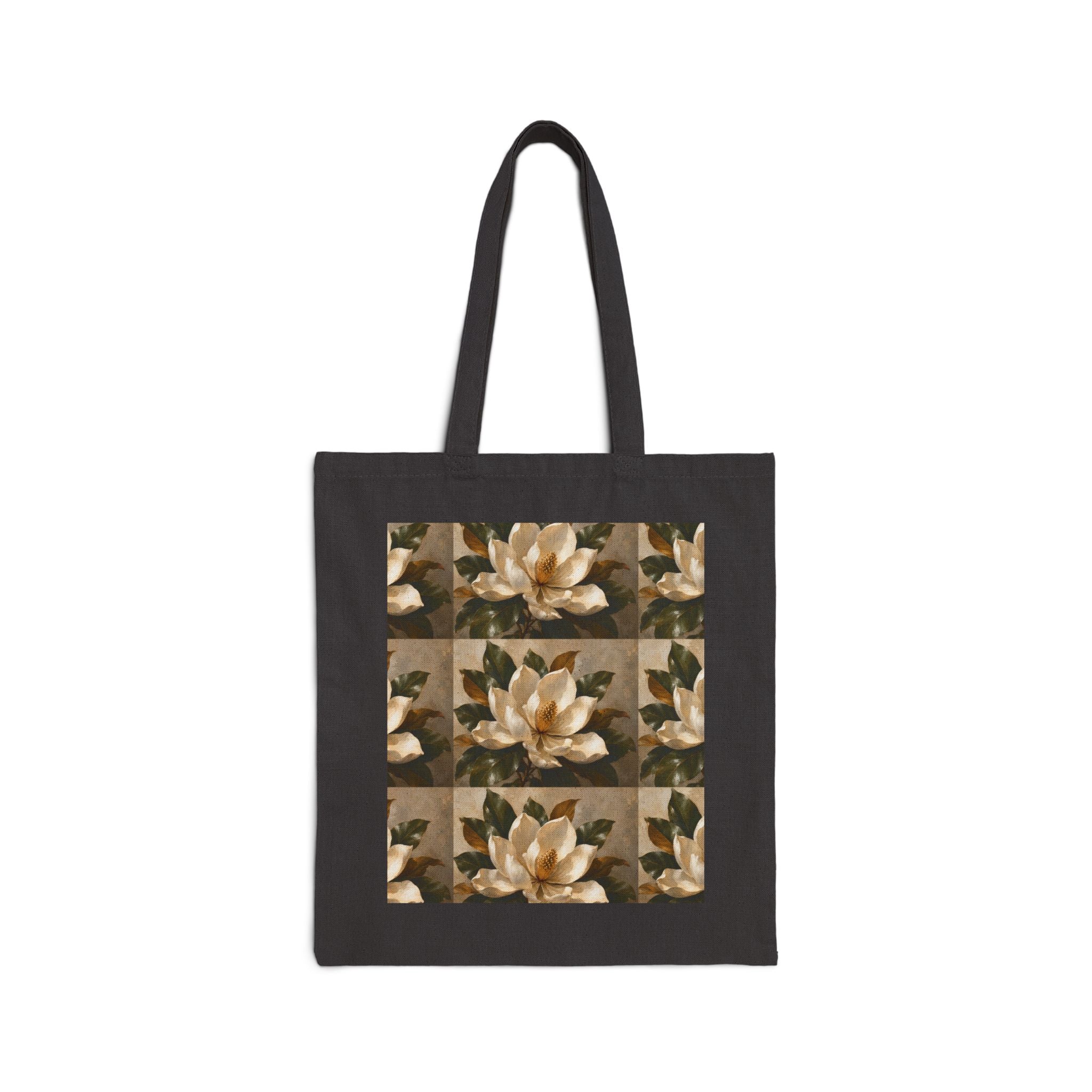 Vintage Magnolia Tote Bag – Floral Canvas Shopping Tote