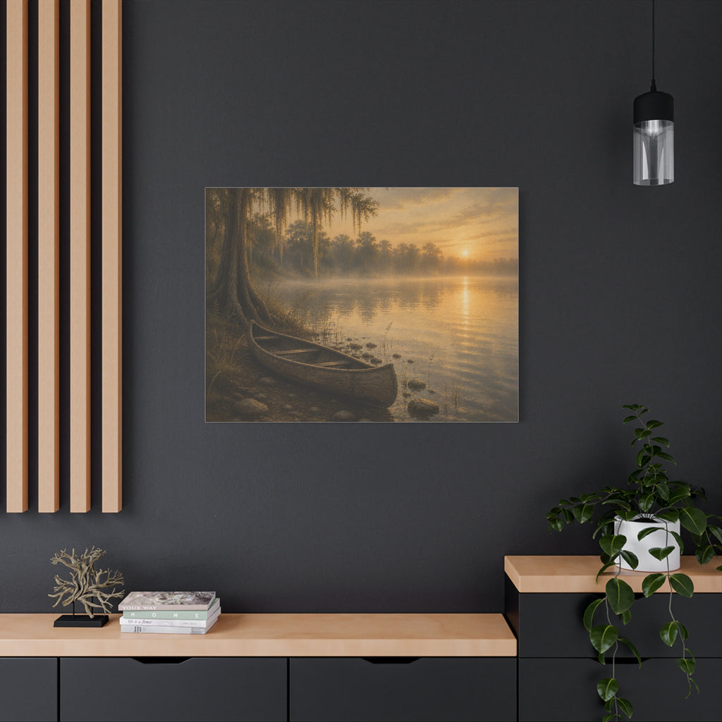 The River Collection Stretched Matte Canvas - "Silent Crossing" (Morning Waters IV of V)