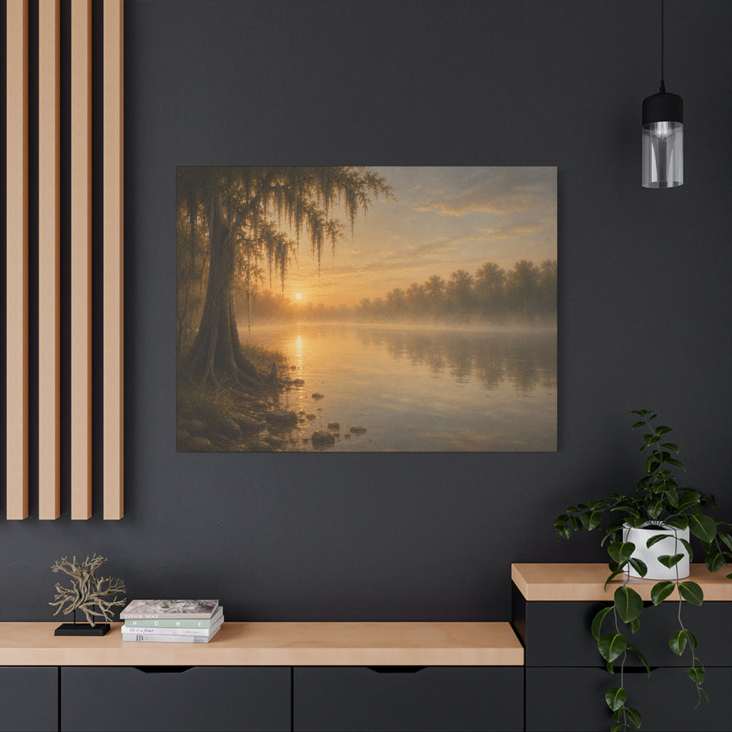 The River Collection Matte Stretched Canvas — First Light (Morning Waters I of V)