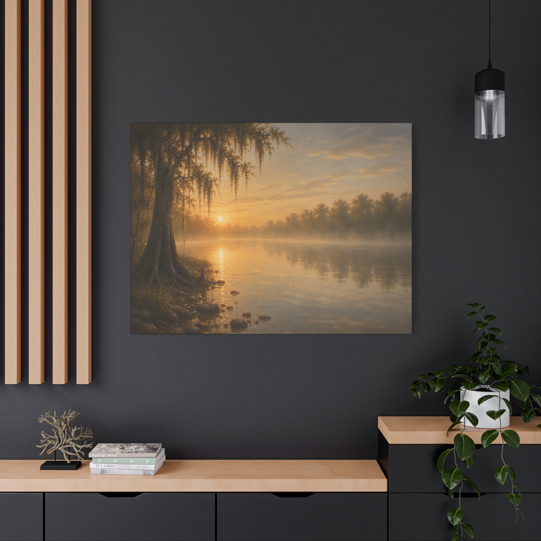 The River Collection Matte Stretched Canvas — First Light (Morning Waters I of V)
