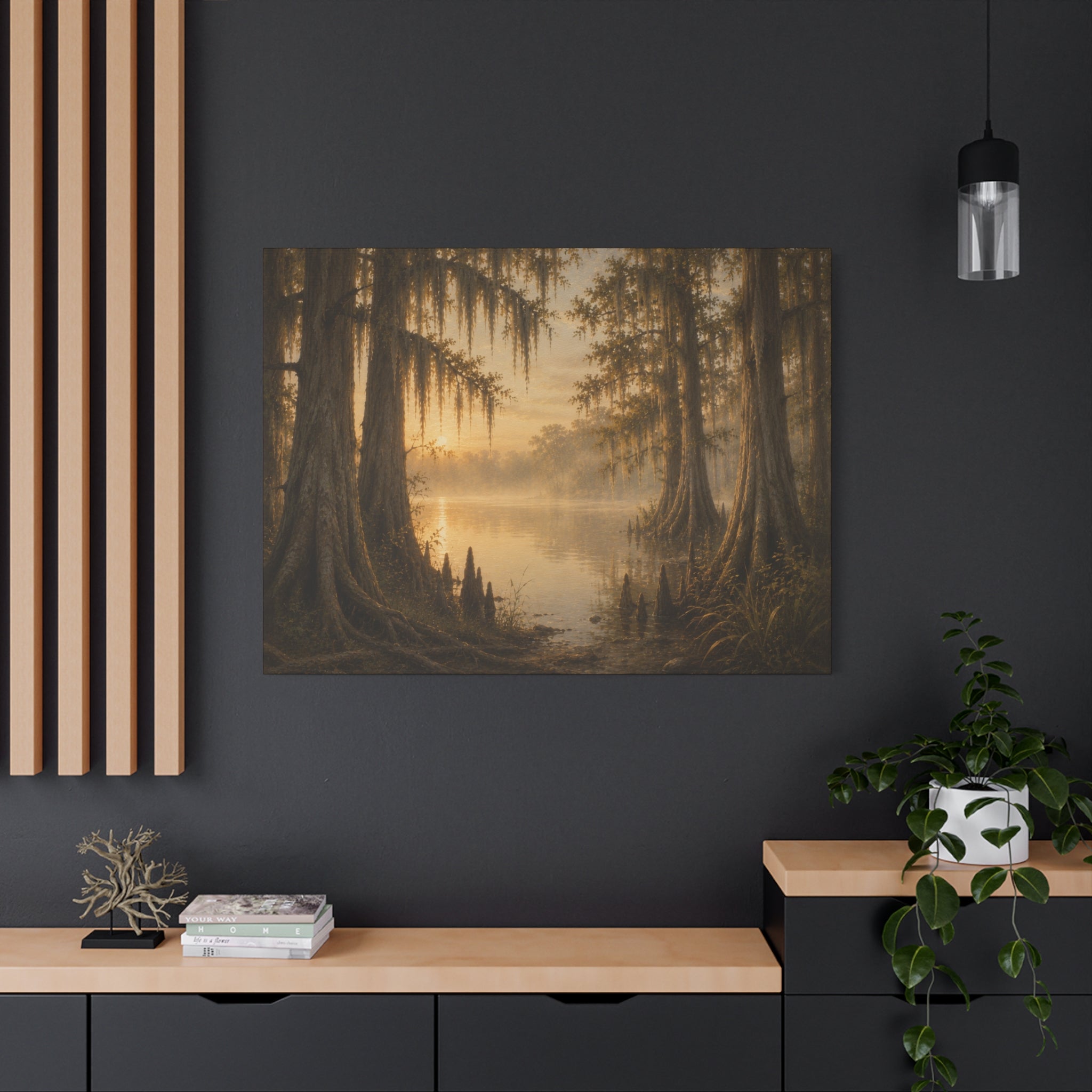 The River Collection Matte Stretched Canvas - "Cypress Cathedral" (Morning Waters II of V)