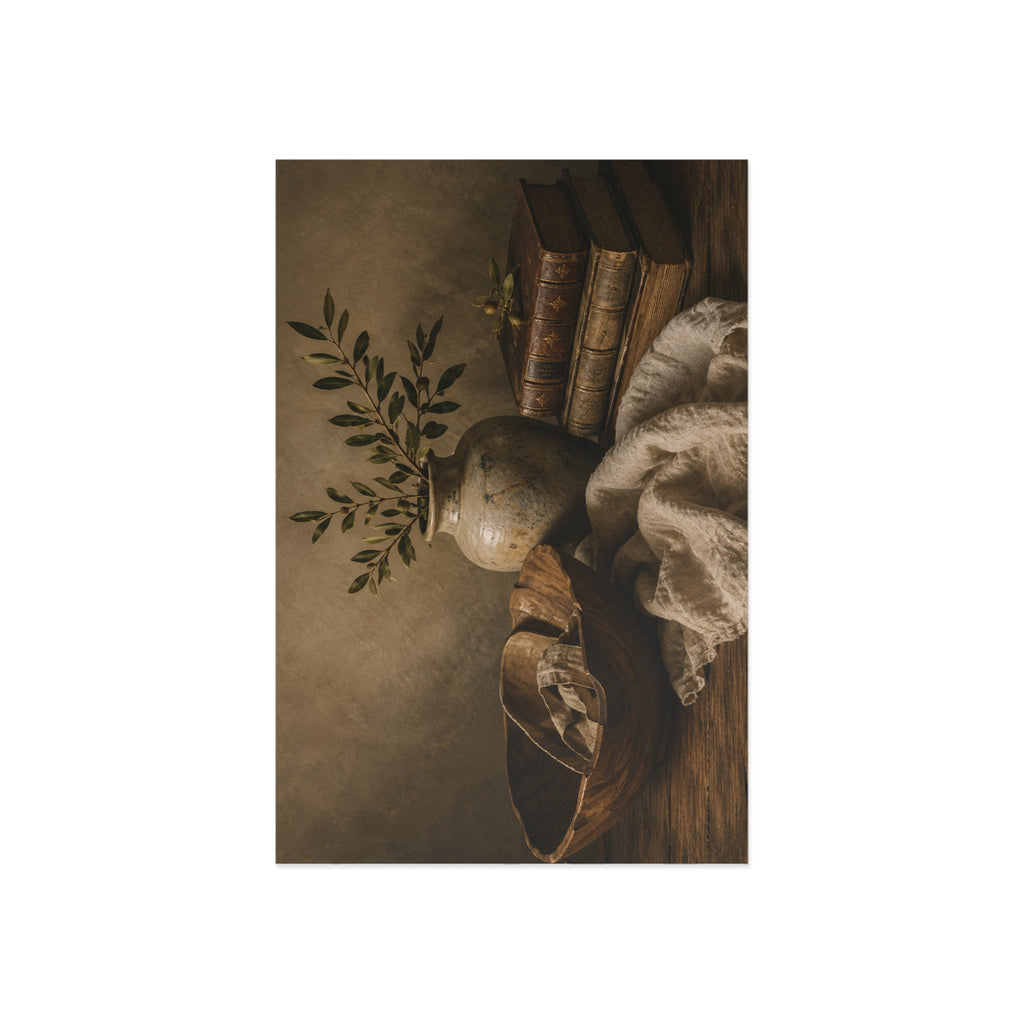 Vintage Still Life Postcards — Fine Art Antique Vase & Books Set (Pack)