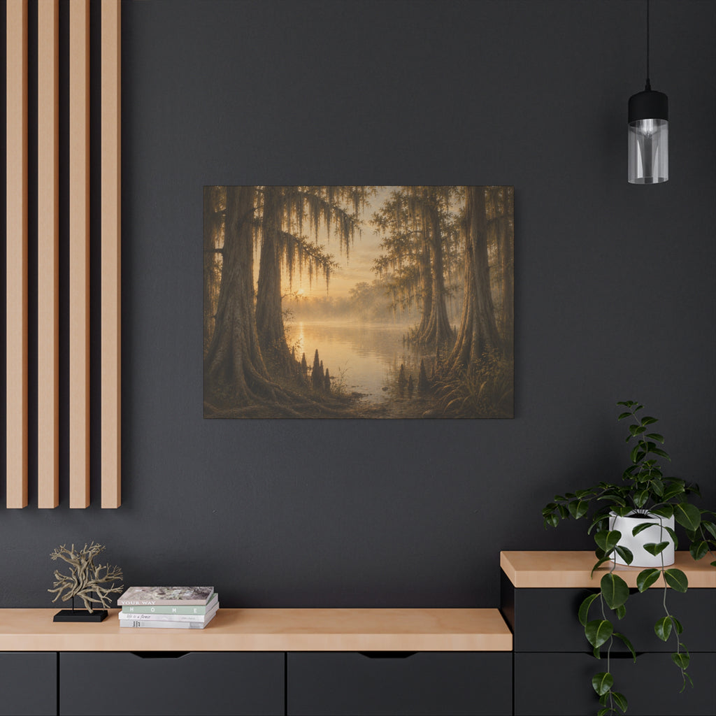 The River Collection Matte Stretched Canvas - "Cypress Cathedral" (Morning Waters II of V)