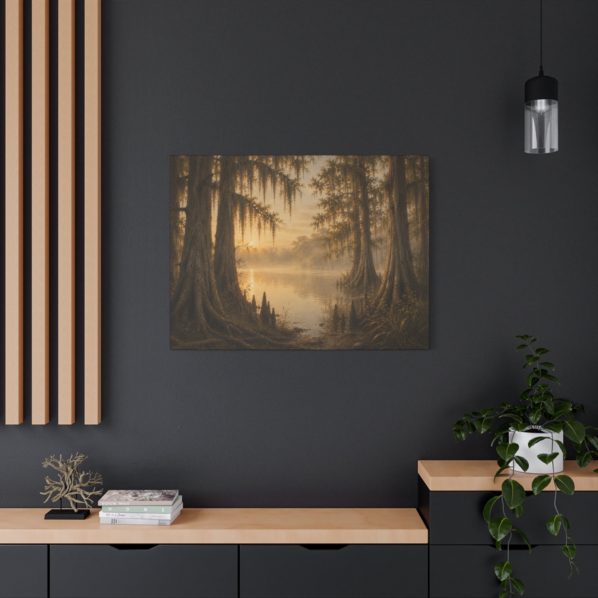 The River Collection Matte Stretched Canvas - "Cypress Cathedral" (Morning Waters II of V)