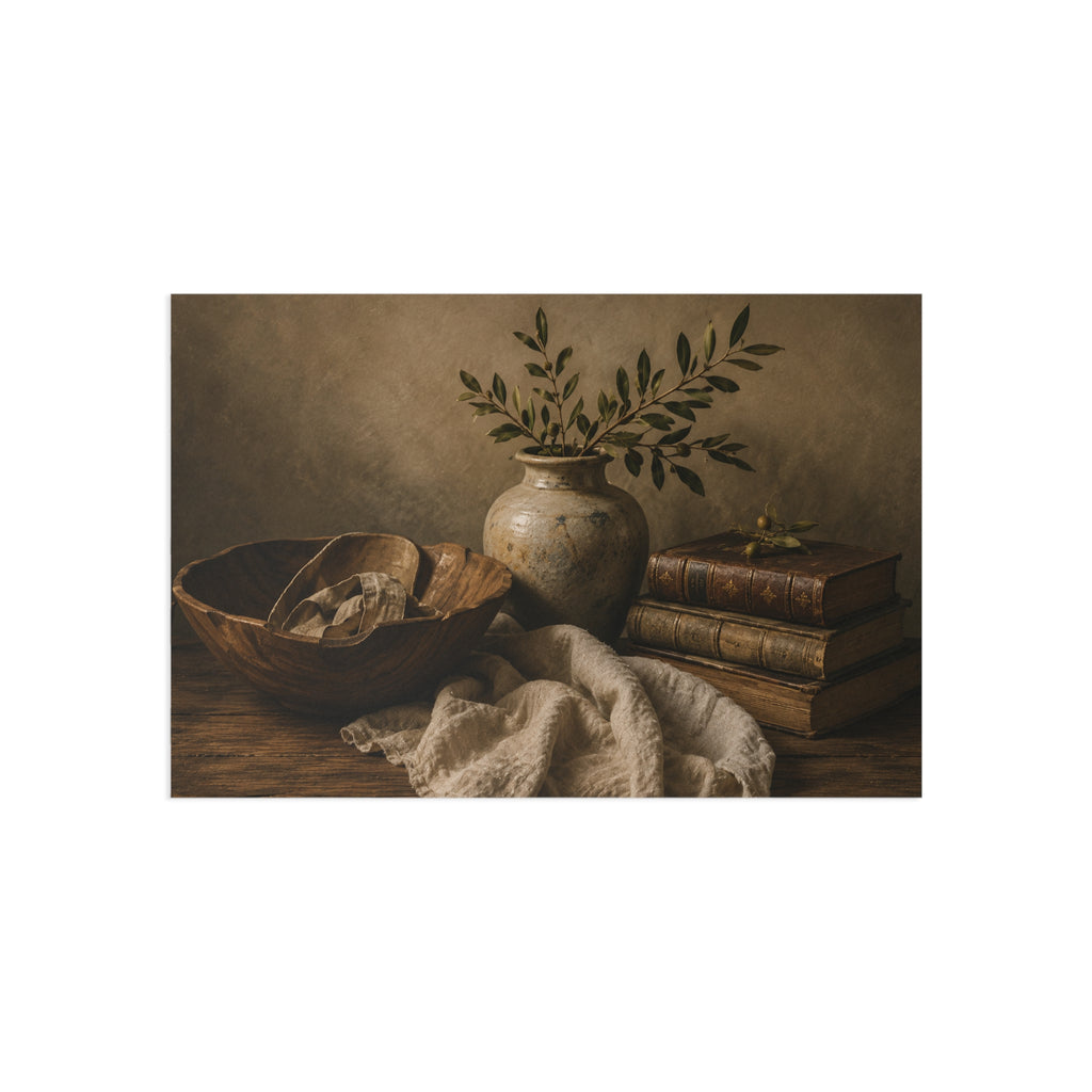 Vintage Still Life Postcards — Fine Art Antique Vase & Books Set (Pack)