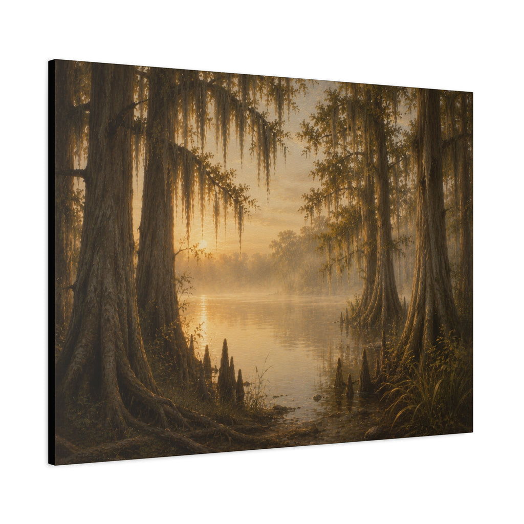 The River Collection Matte Stretched Canvas - "Cypress Cathedral" (Morning Waters II of V)