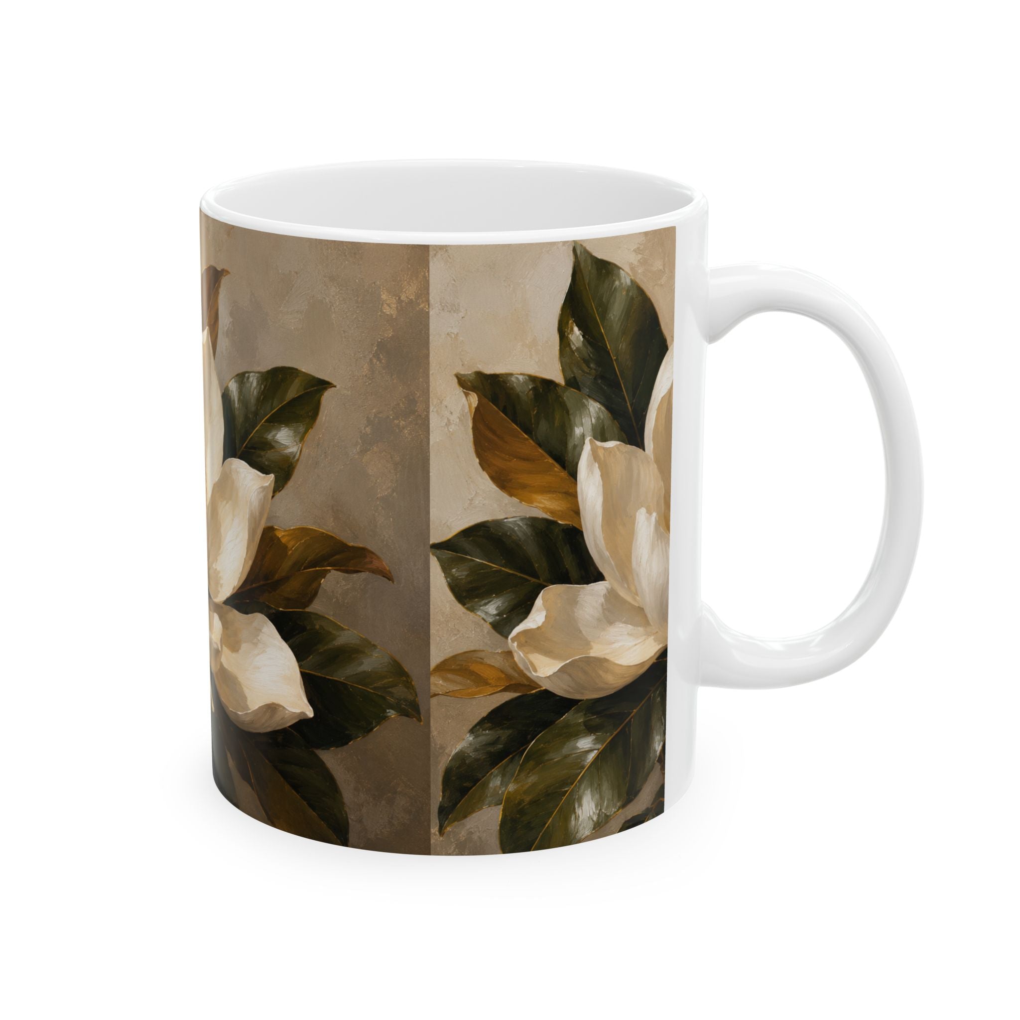 Magnolia Blossom Ceramic Mug — Vintage Floral Coffee Cup (11oz & 15oz)