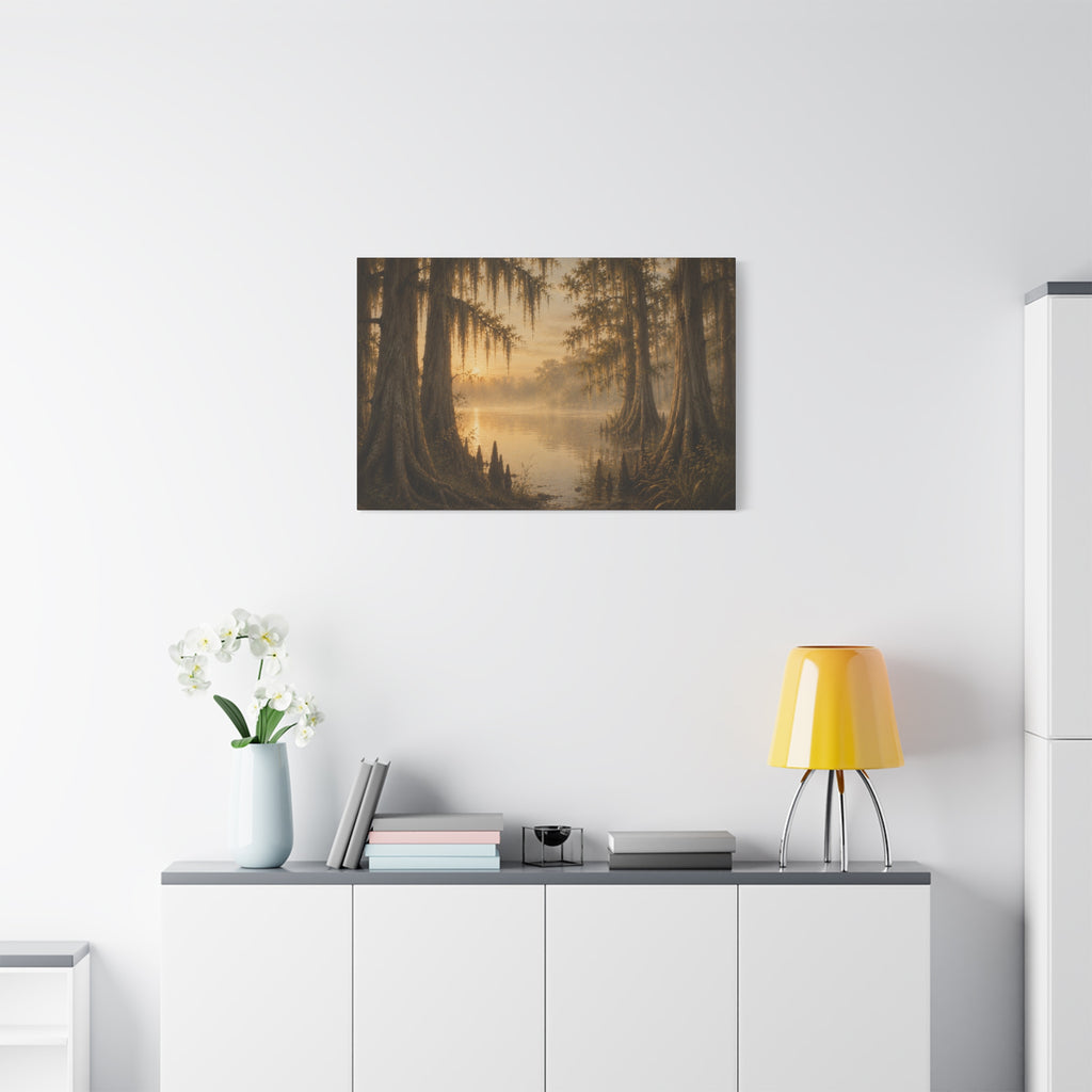 The River Collection Matte Stretched Canvas - "Cypress Cathedral" (Morning Waters II of V)