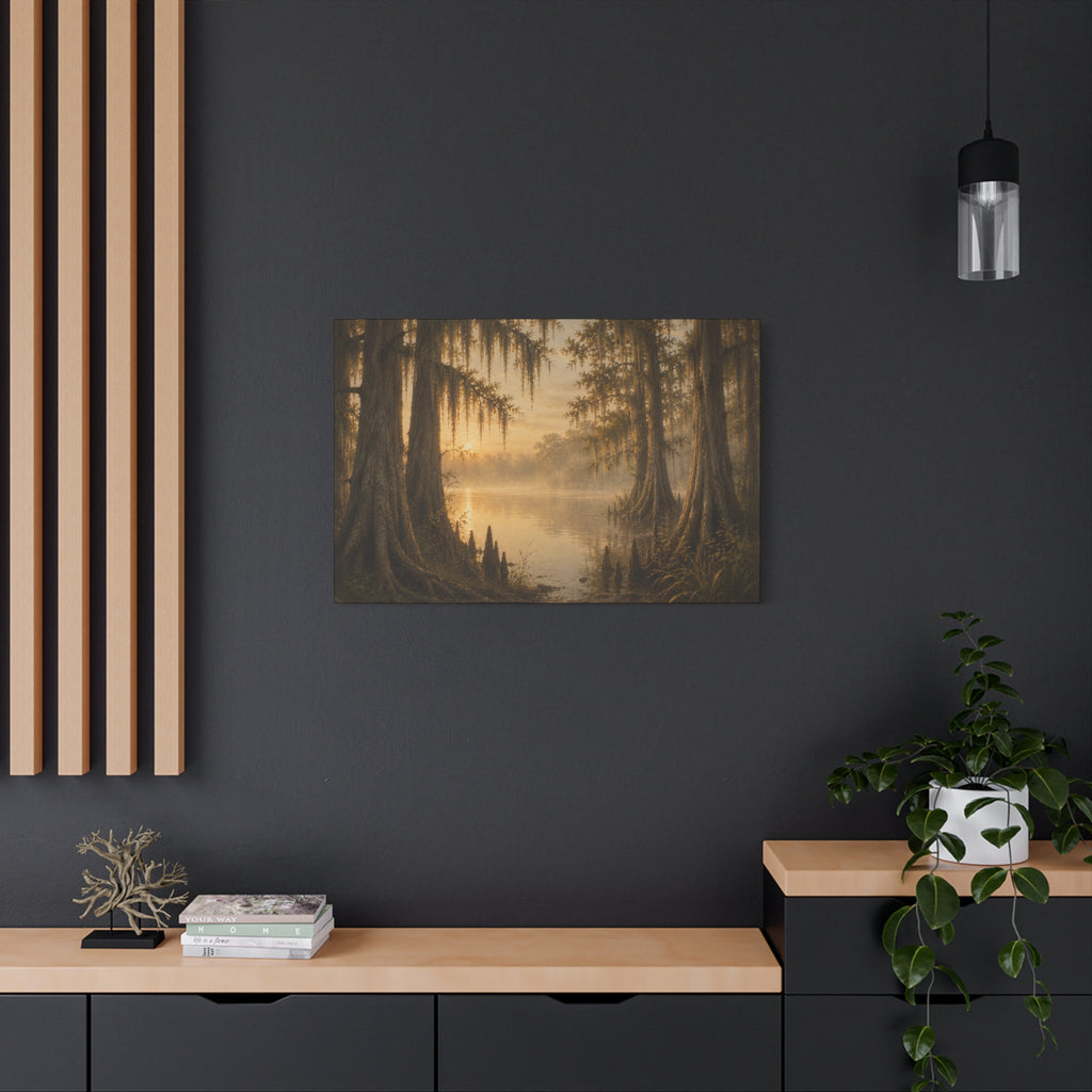 The River Collection Matte Stretched Canvas - "Cypress Cathedral" (Morning Waters II of V)