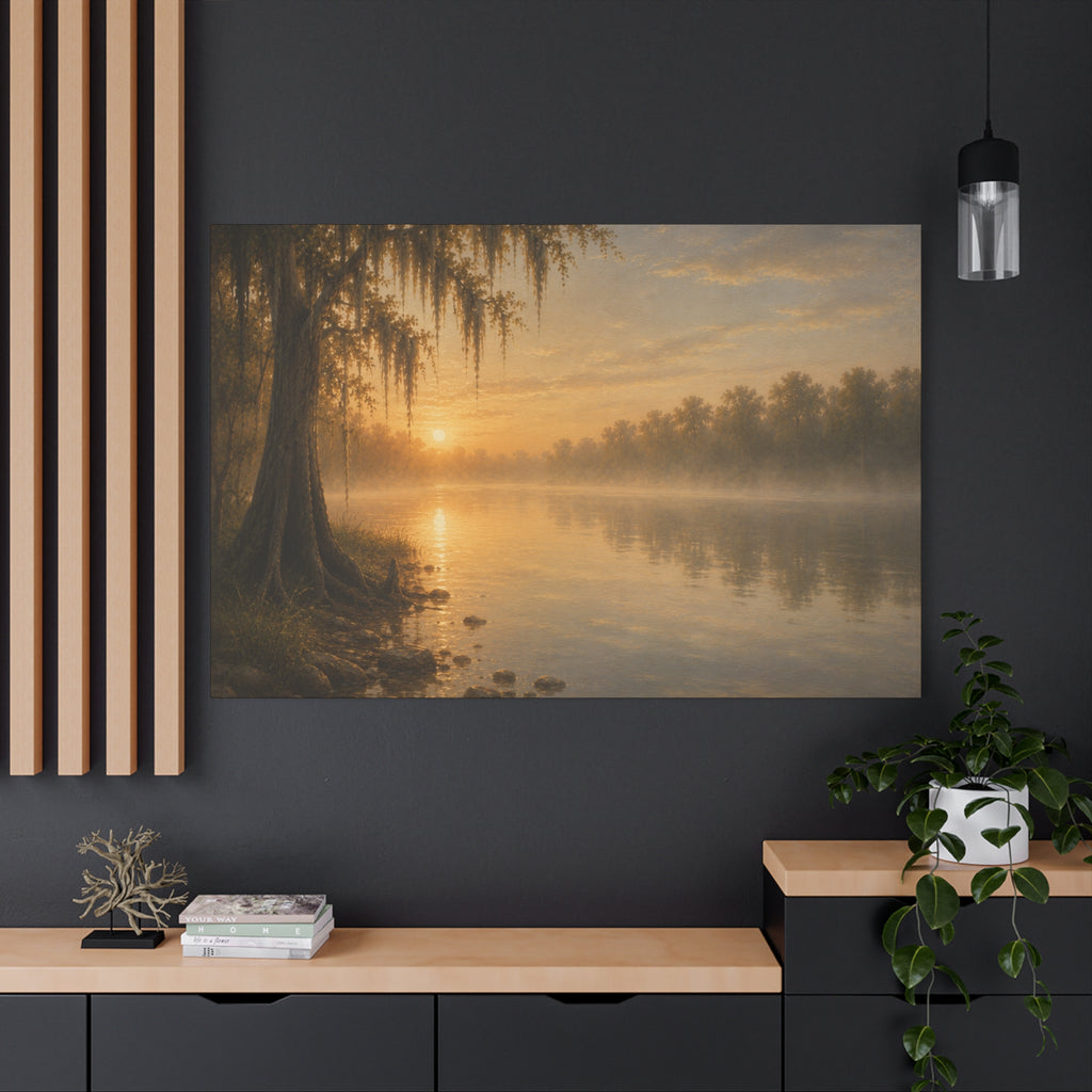 The River Collection Matte Stretched Canvas — First Light (Morning Waters I of V)