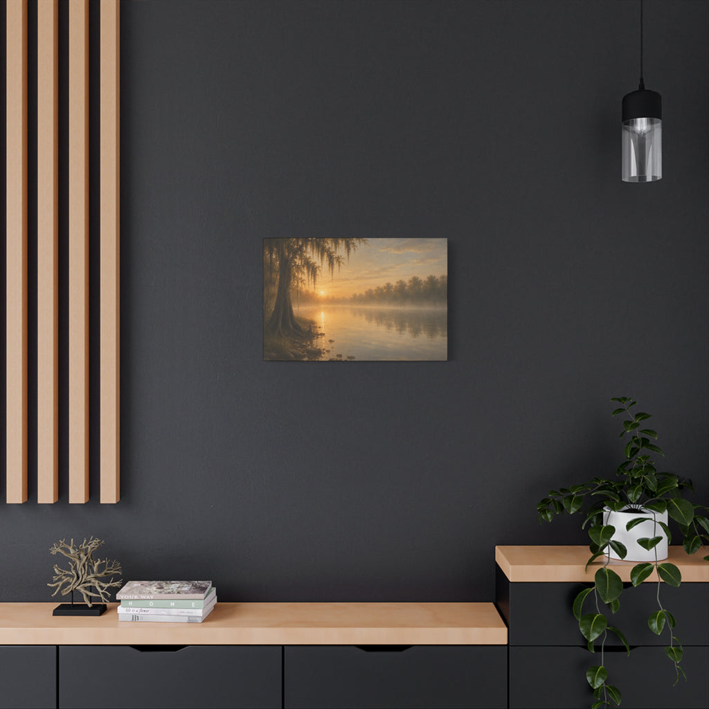 The River Collection Matte Stretched Canvas — First Light (Morning Waters I of V)