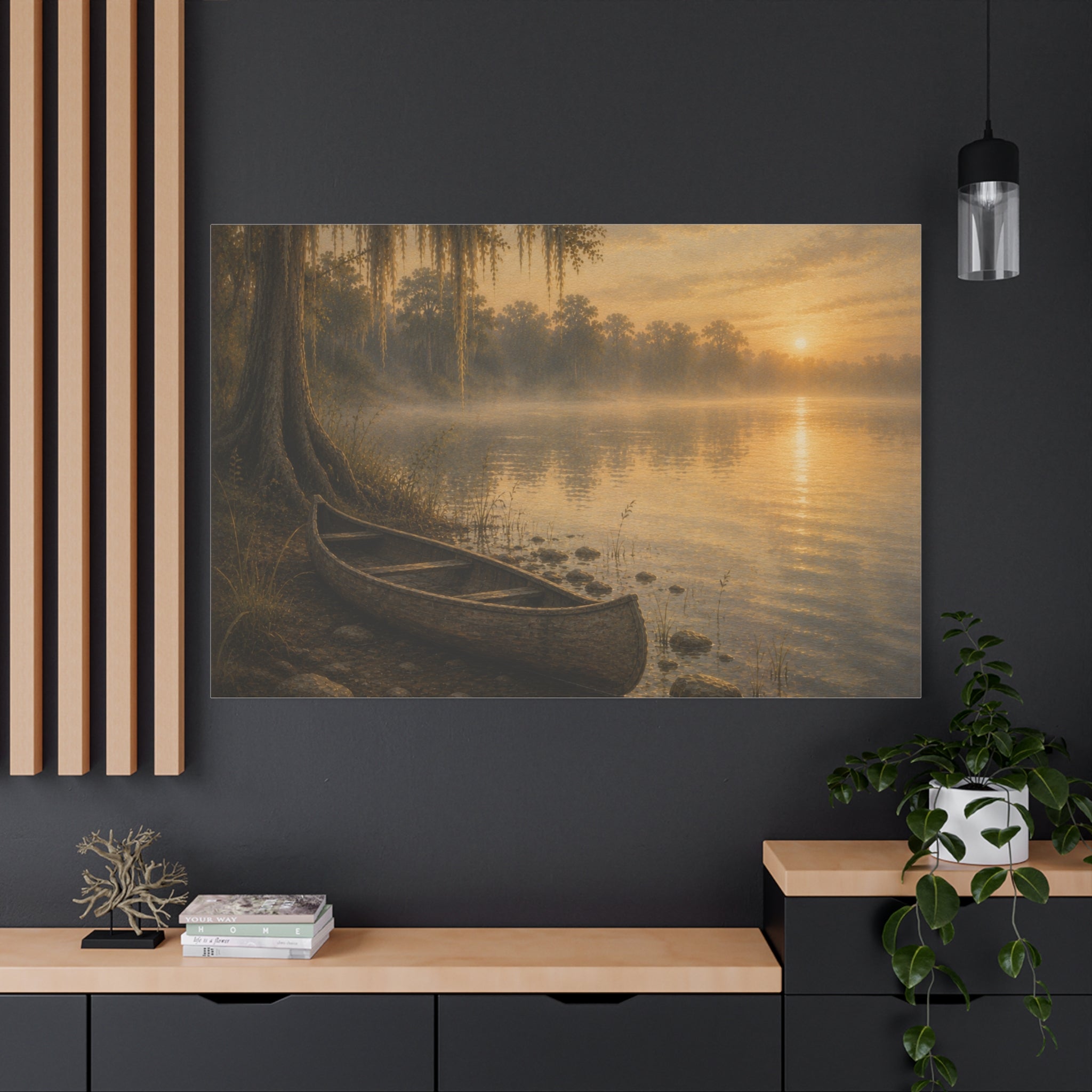 The River Collection Stretched Matte Canvas - "Silent Crossing" (Morning Waters IV of V)