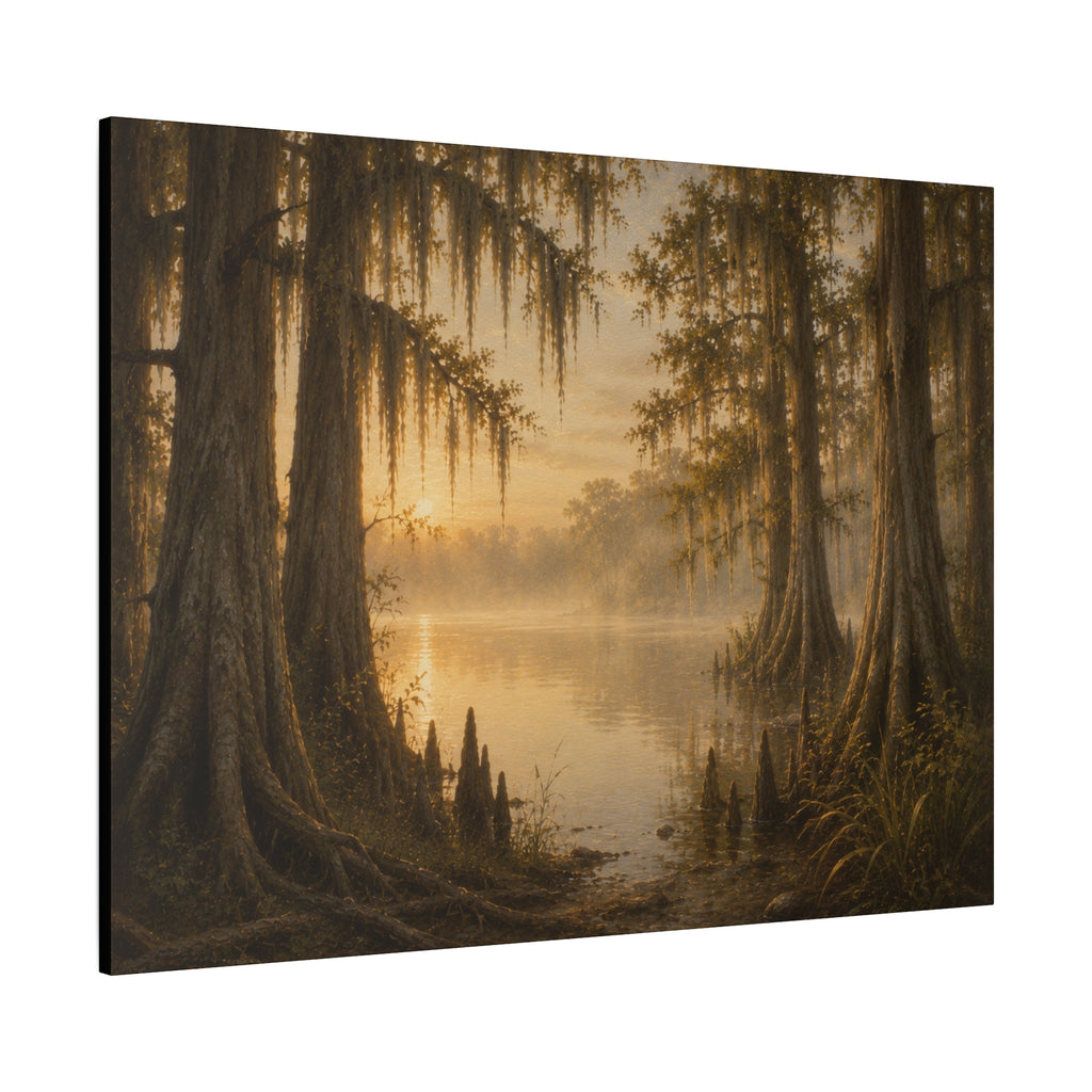 The River Collection Matte Stretched Canvas - "Cypress Cathedral" (Morning Waters II of V)