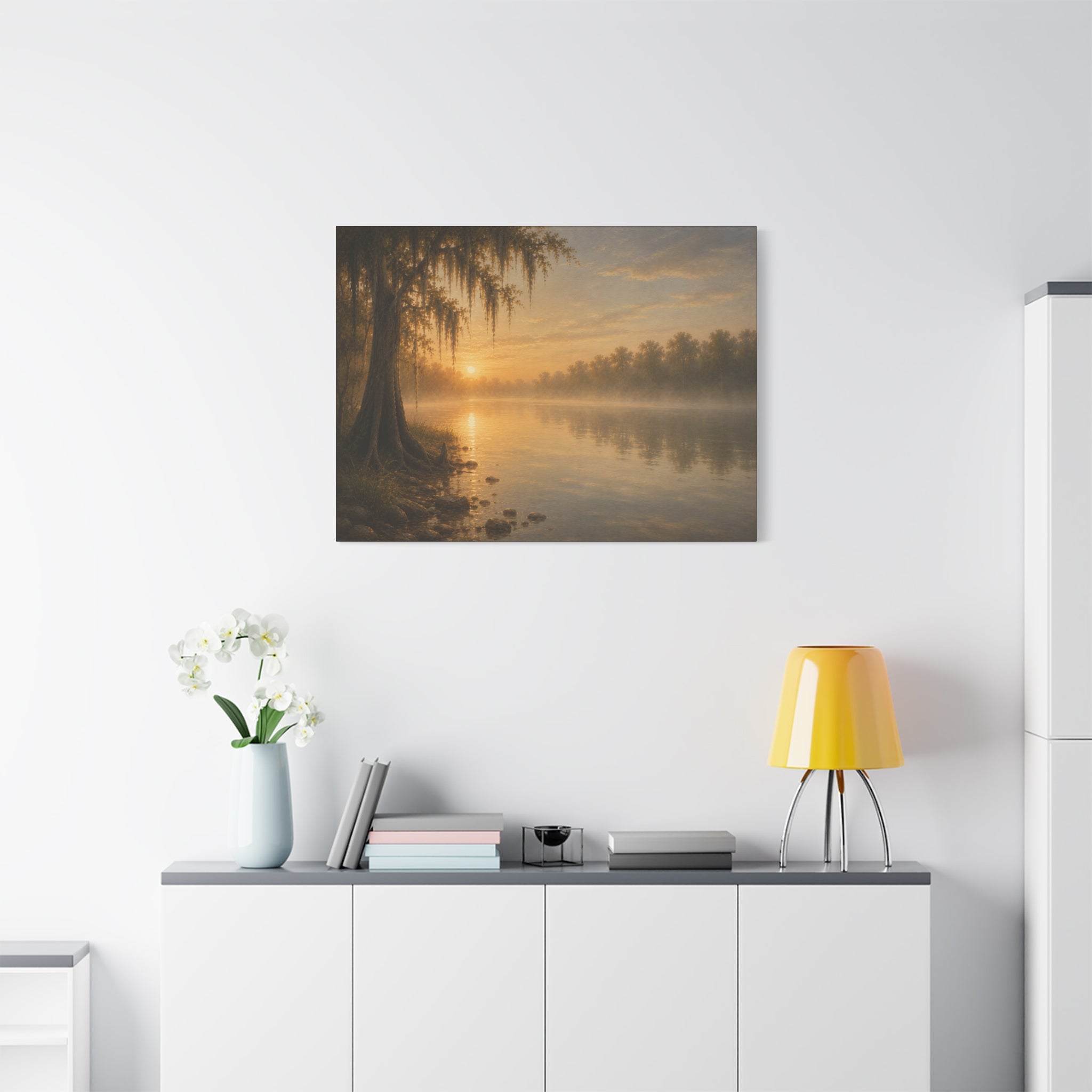 The River Collection Matte Stretched Canvas — First Light (Morning Waters I of V)