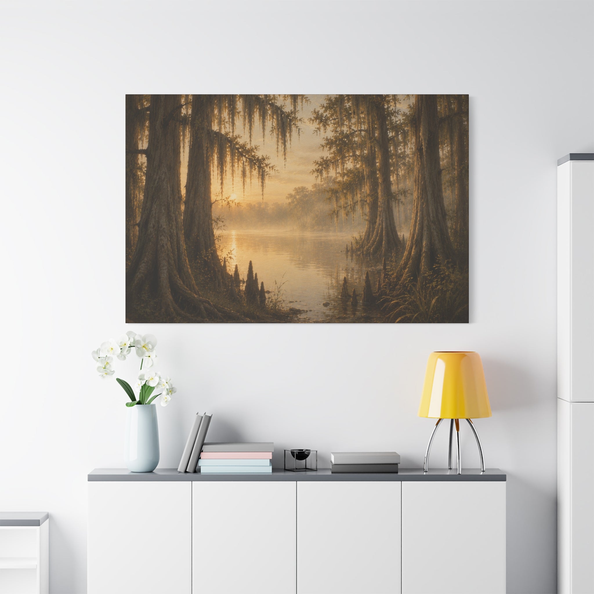 The River Collection Matte Stretched Canvas - "Cypress Cathedral" (Morning Waters II of V)