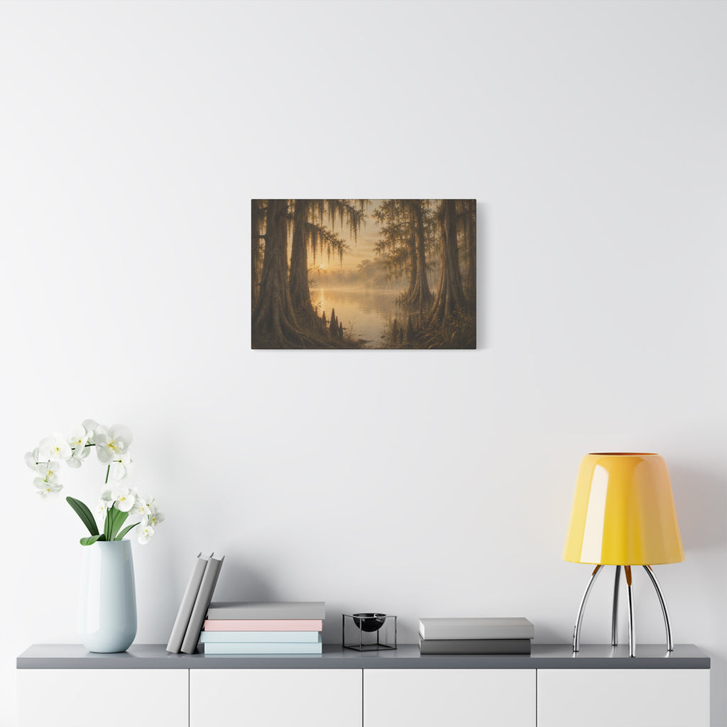 The River Collection Matte Stretched Canvas - "Cypress Cathedral" (Morning Waters II of V)