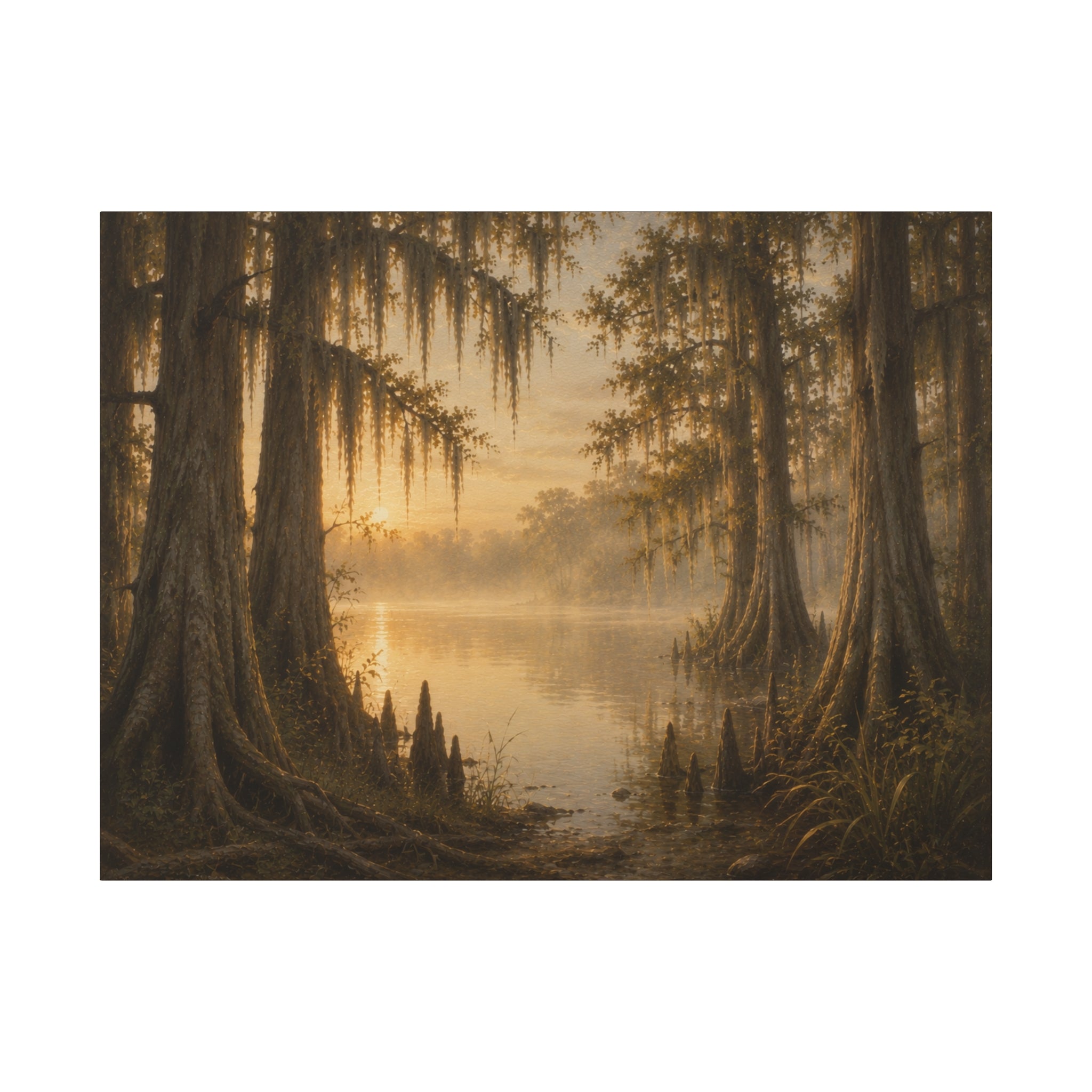 The River Collection Matte Stretched Canvas - "Cypress Cathedral" (Morning Waters II of V)