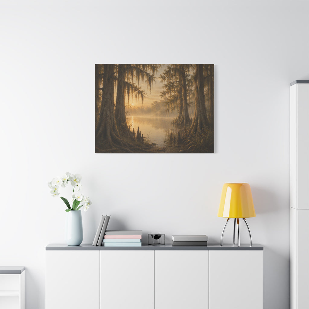 The River Collection Matte Stretched Canvas - "Cypress Cathedral" (Morning Waters II of V)