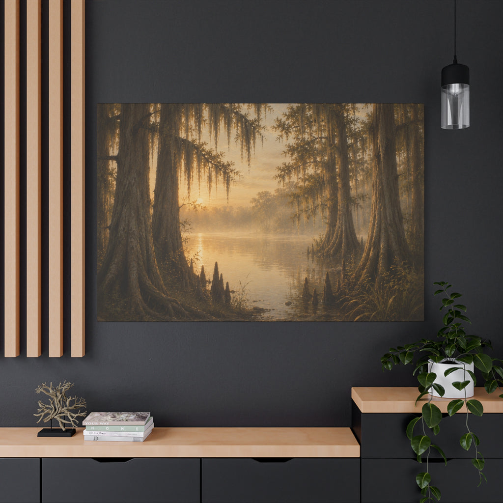 The River Collection Matte Stretched Canvas - "Cypress Cathedral" (Morning Waters II of V)