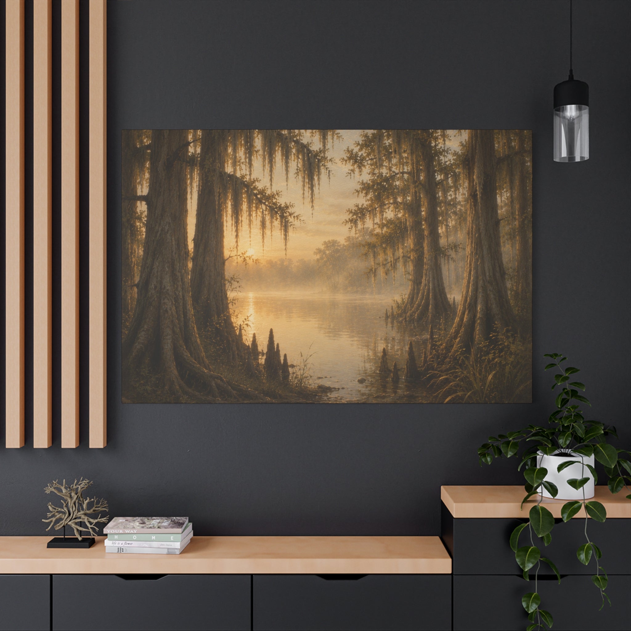 The River Collection Matte Stretched Canvas - "Cypress Cathedral" (Morning Waters II of V)