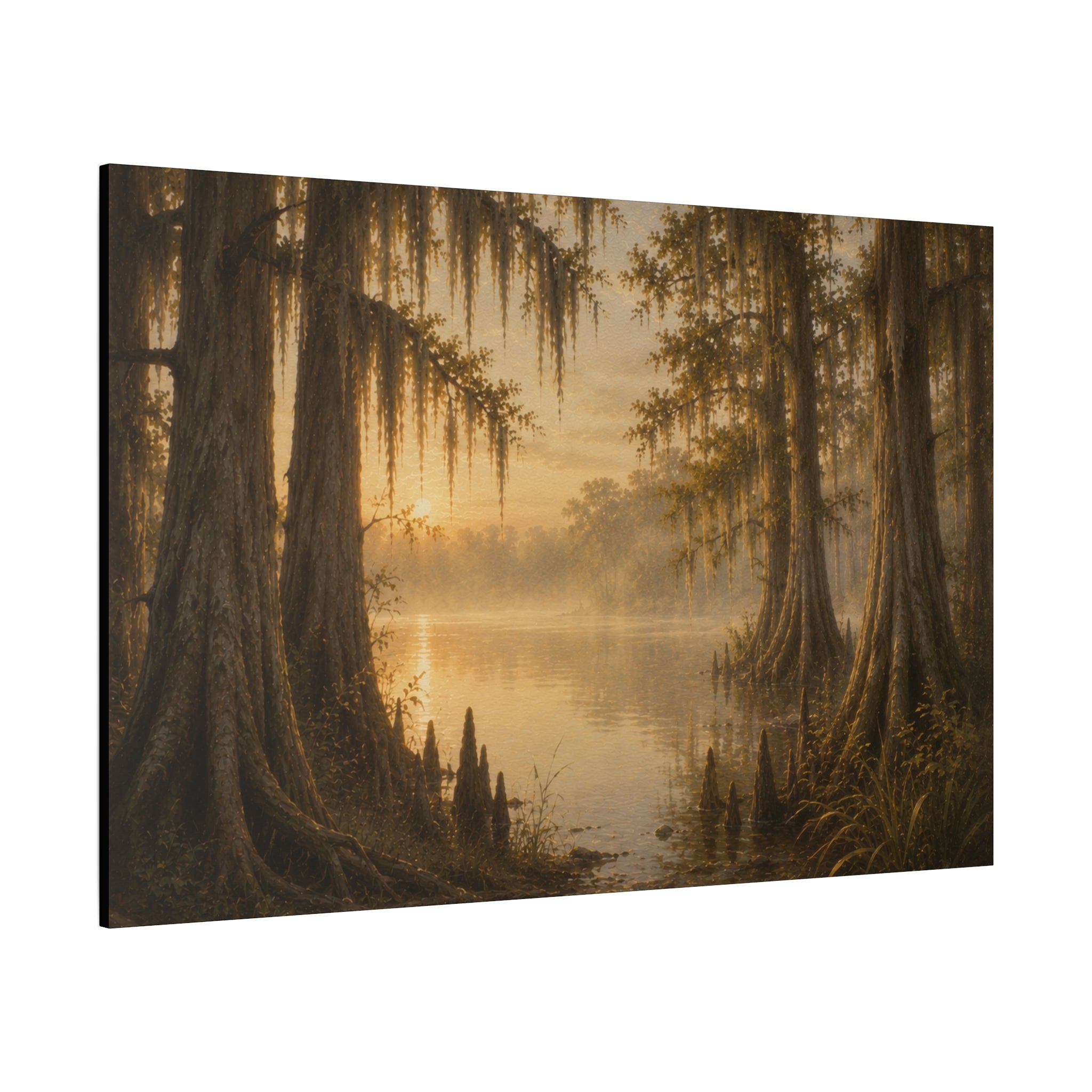 The River Collection Matte Stretched Canvas - "Cypress Cathedral" (Morning Waters II of V)