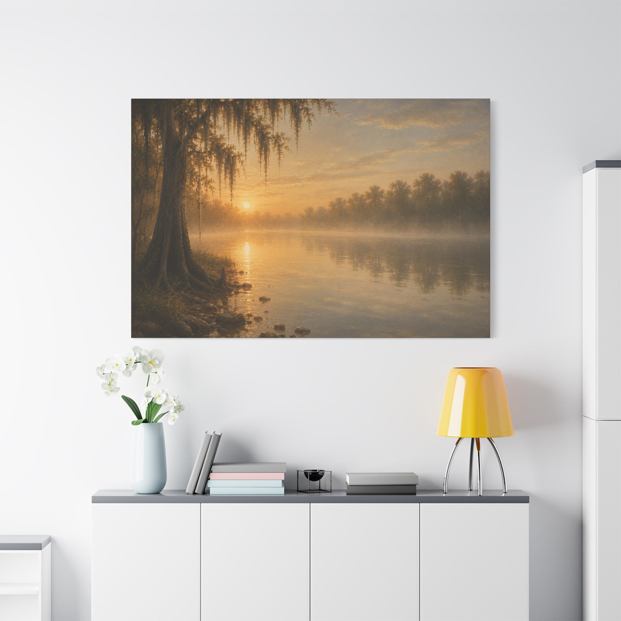 The River Collection Matte Stretched Canvas — First Light (Morning Waters I of V)