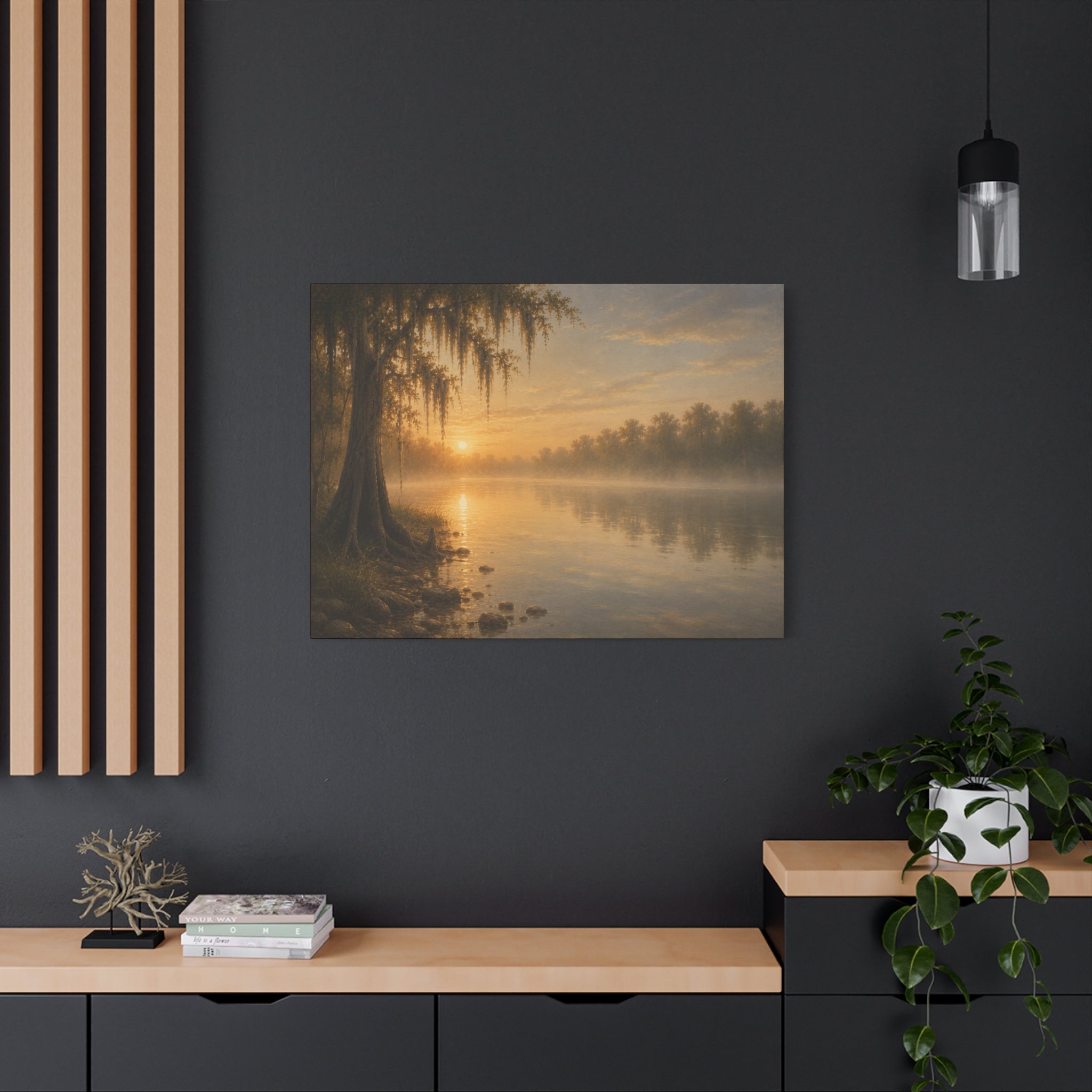 The River Collection Matte Stretched Canvas — First Light (Morning Waters I of V)