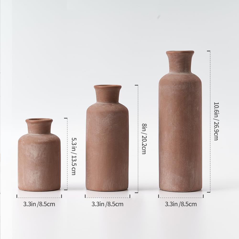 Rustic Ceramic Vase Set of Three