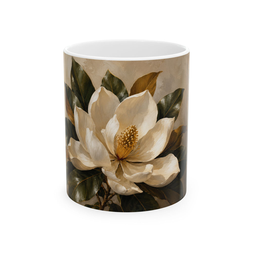 Magnolia Blossom Ceramic Mug — Vintage Floral Coffee Cup (11oz & 15oz)