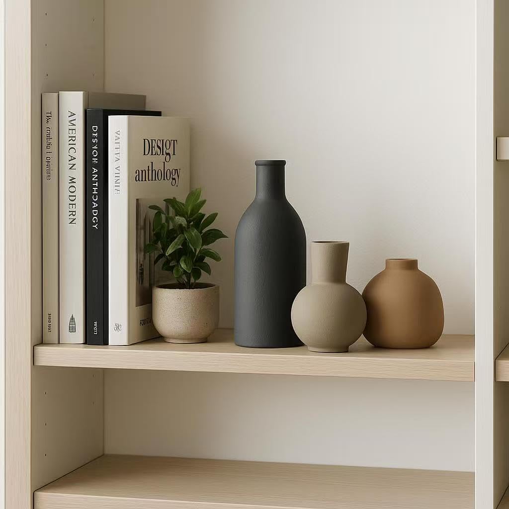 Earth-Toned Ceramic Vase Set of Three