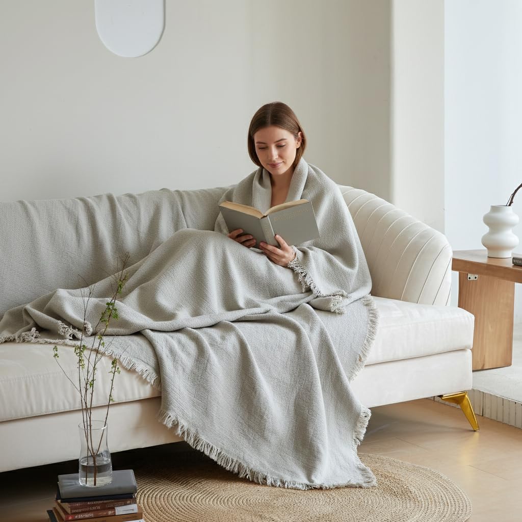 100% Linen Throw Blanket