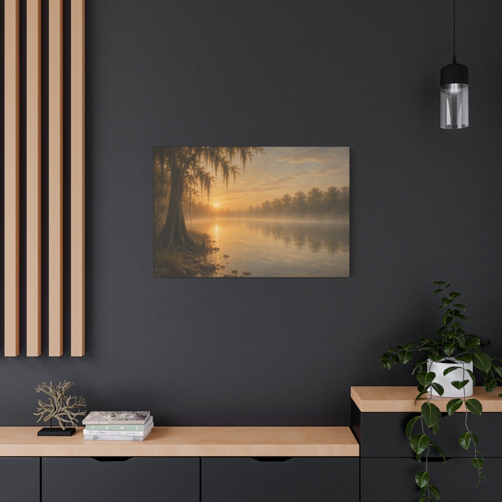 The River Collection Matte Stretched Canvas — First Light (Morning Waters I of V)