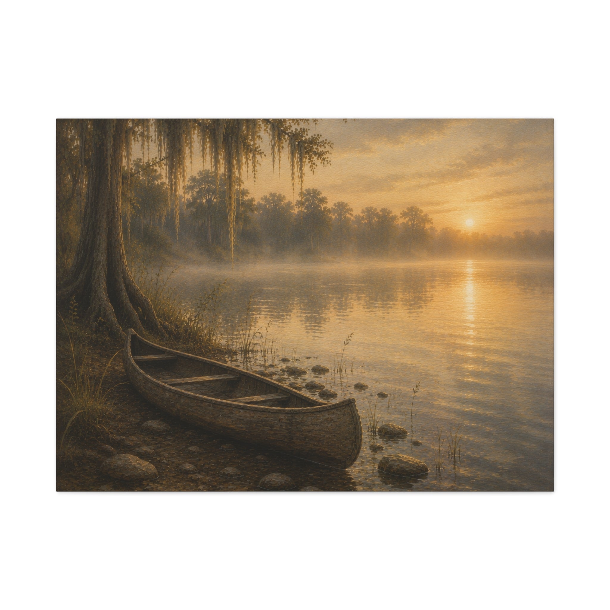 The River Collection Stretched Matte Canvas - "Silent Crossing" (Morning Waters IV of V)