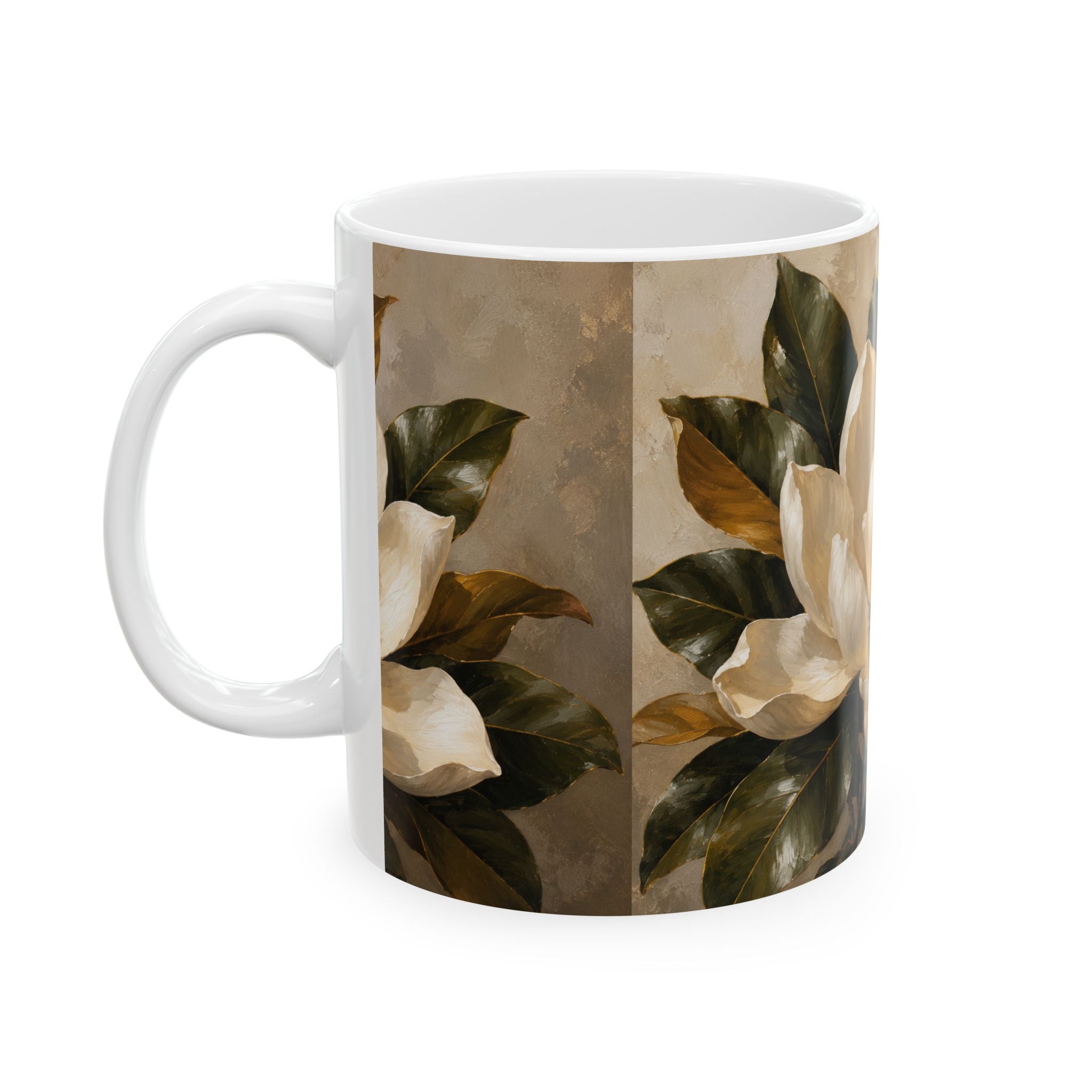 Magnolia Blossom Ceramic Mug — Vintage Floral Coffee Cup (11oz & 15oz)