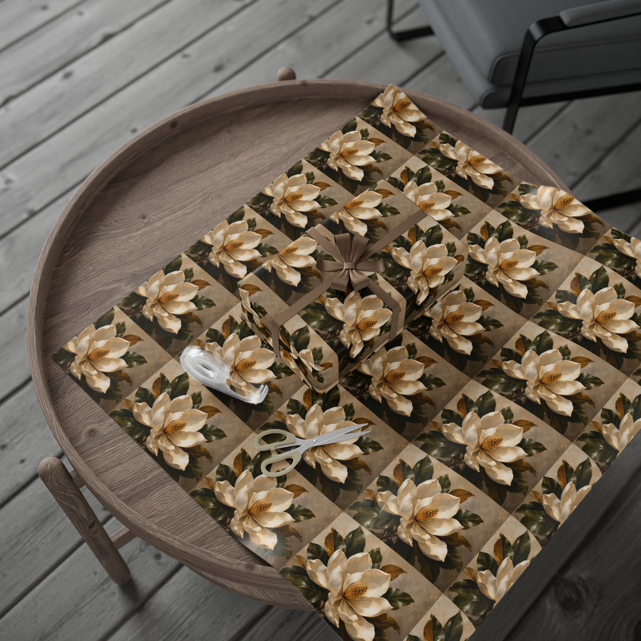 Wrapping Paper - Vintage Cream Magnolia Floral Gift Wrap