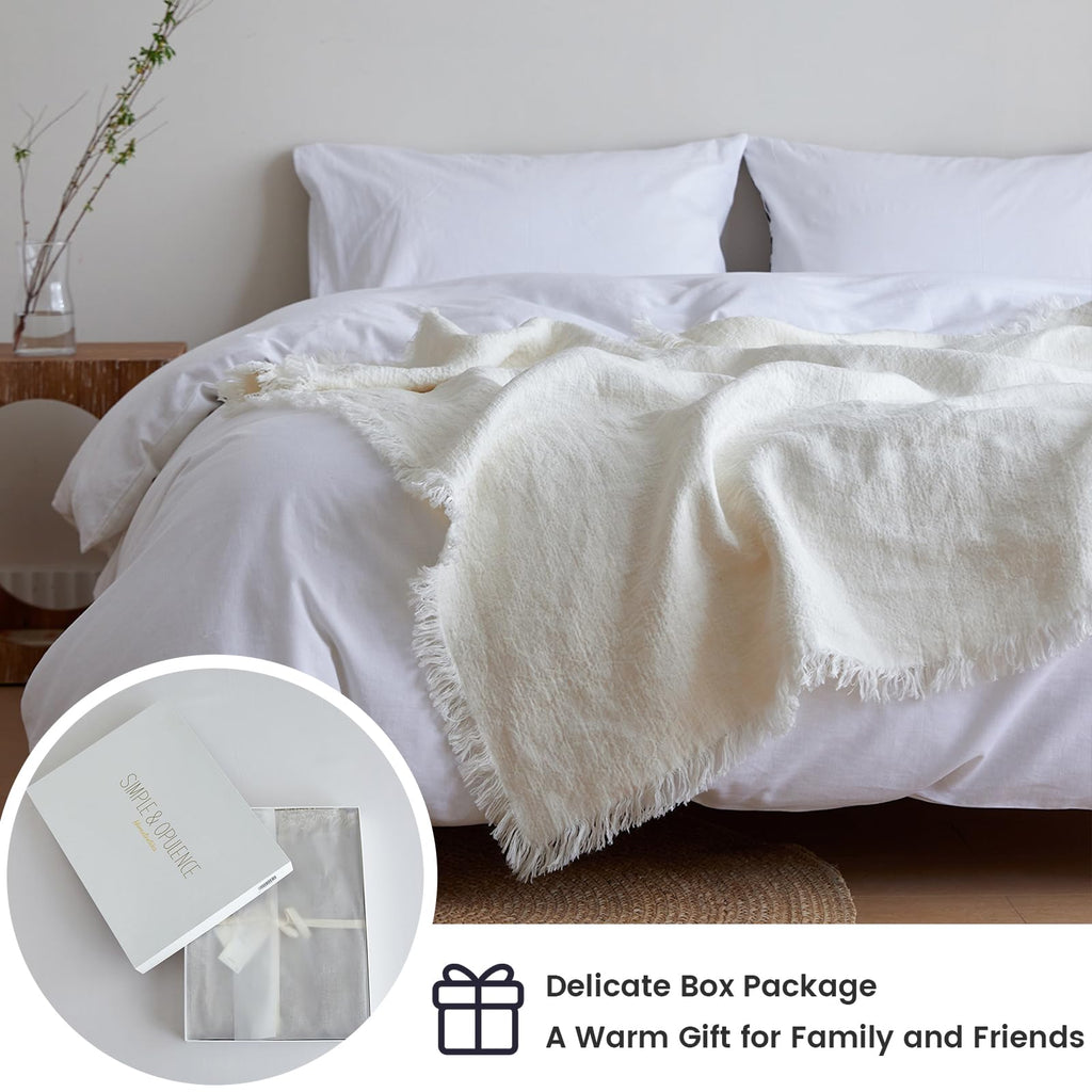 100% Linen Throw Blanket