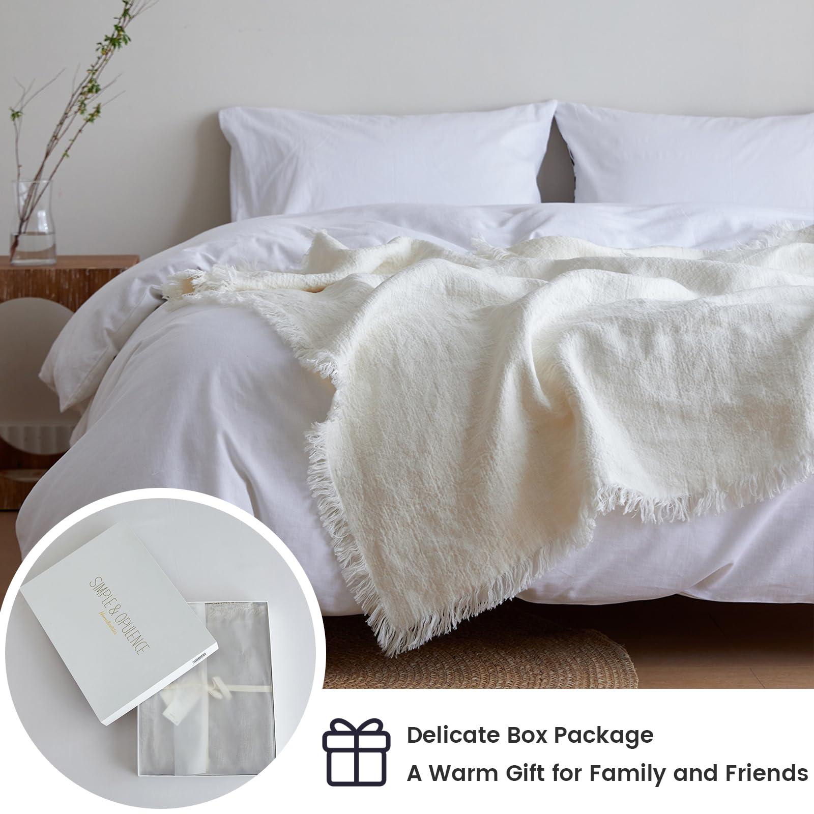 100% Linen Throw Blanket