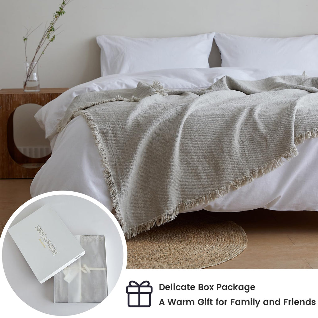 100% Linen Throw Blanket