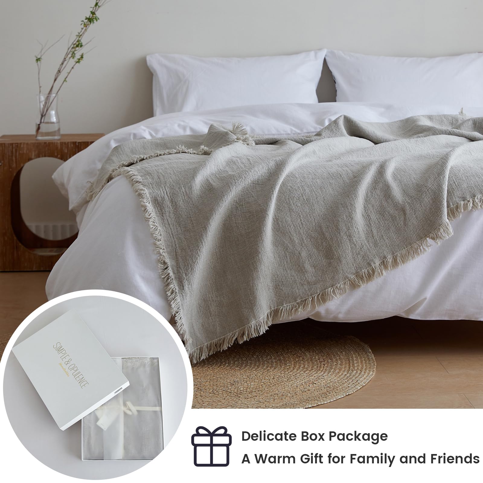100% Linen Throw Blanket