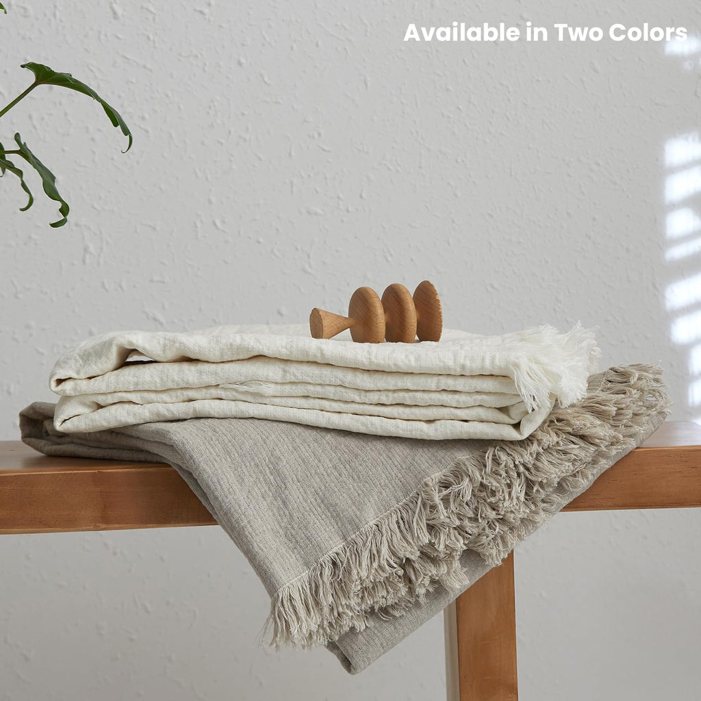100% Linen Throw Blanket