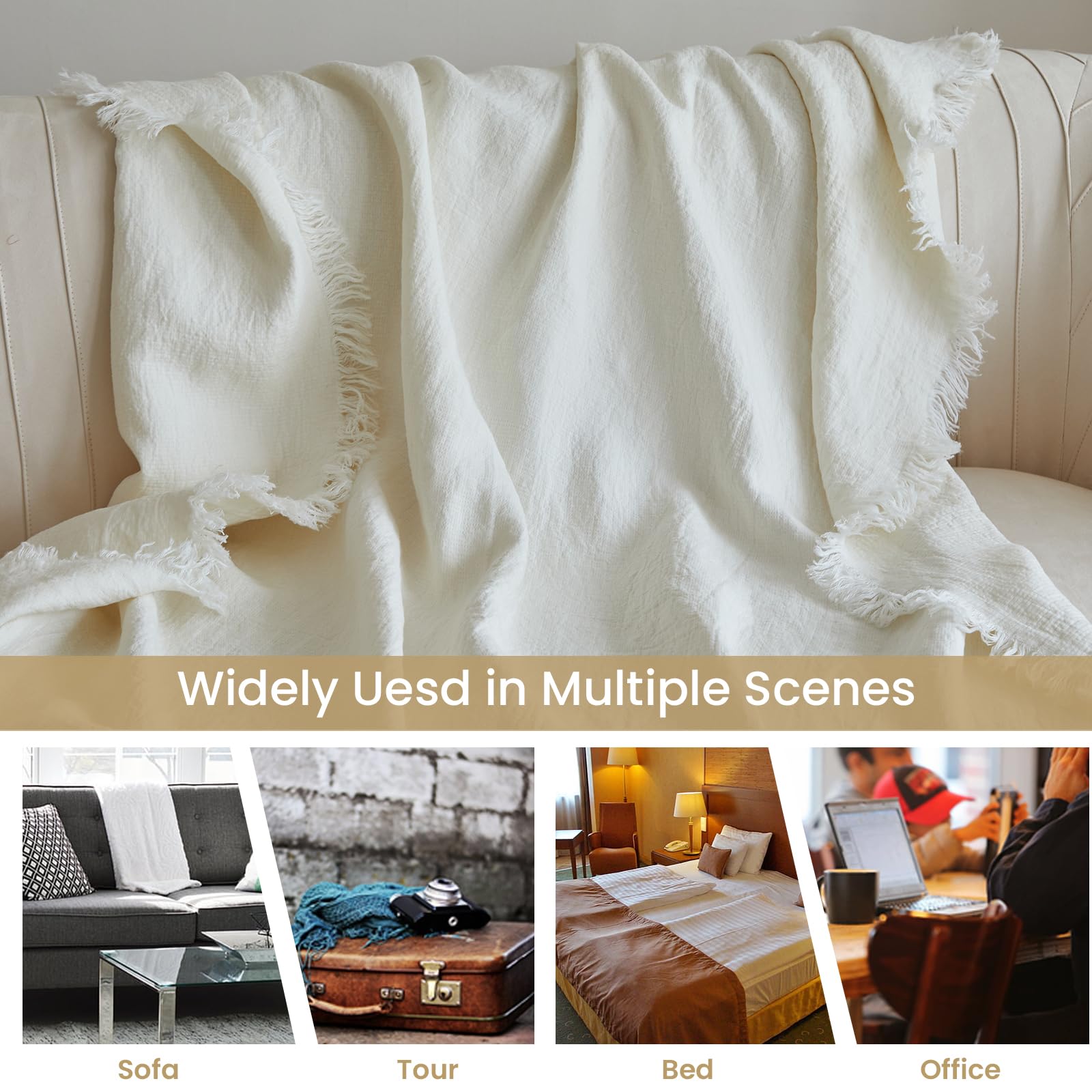 100% Linen Throw Blanket