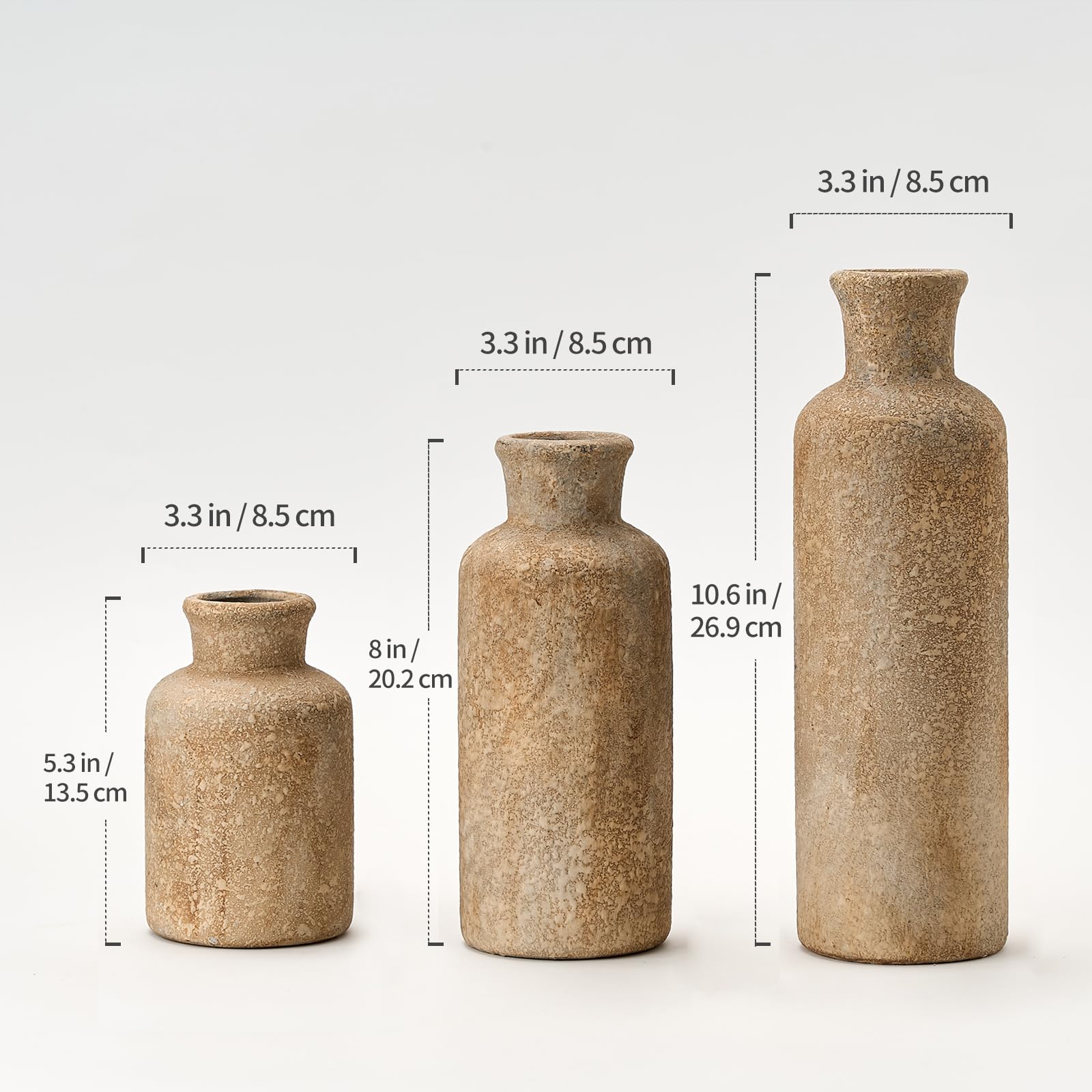 Rustic Ceramic Vase Set of Three