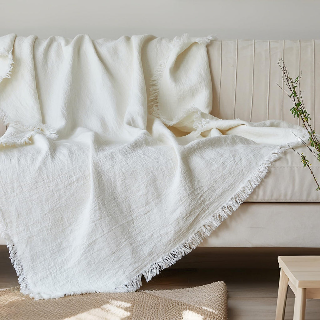 100% Linen Throw Blanket