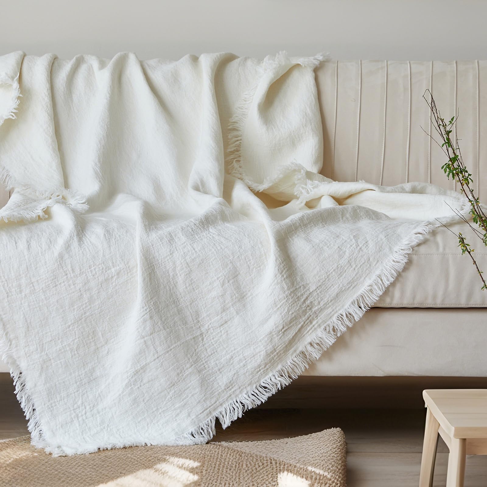 100% Linen Throw Blanket