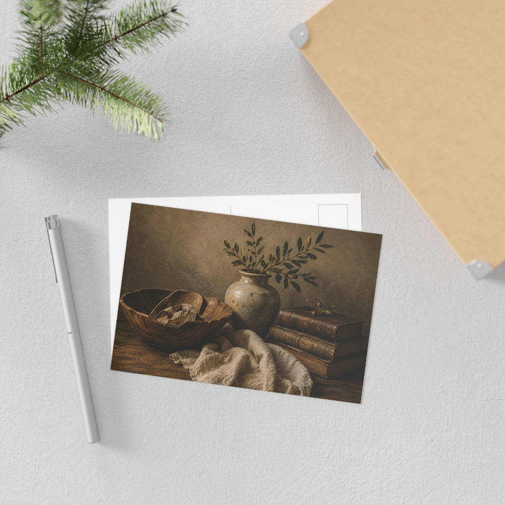 Vintage Still Life Postcards — Fine Art Antique Vase & Books Set (Pack)