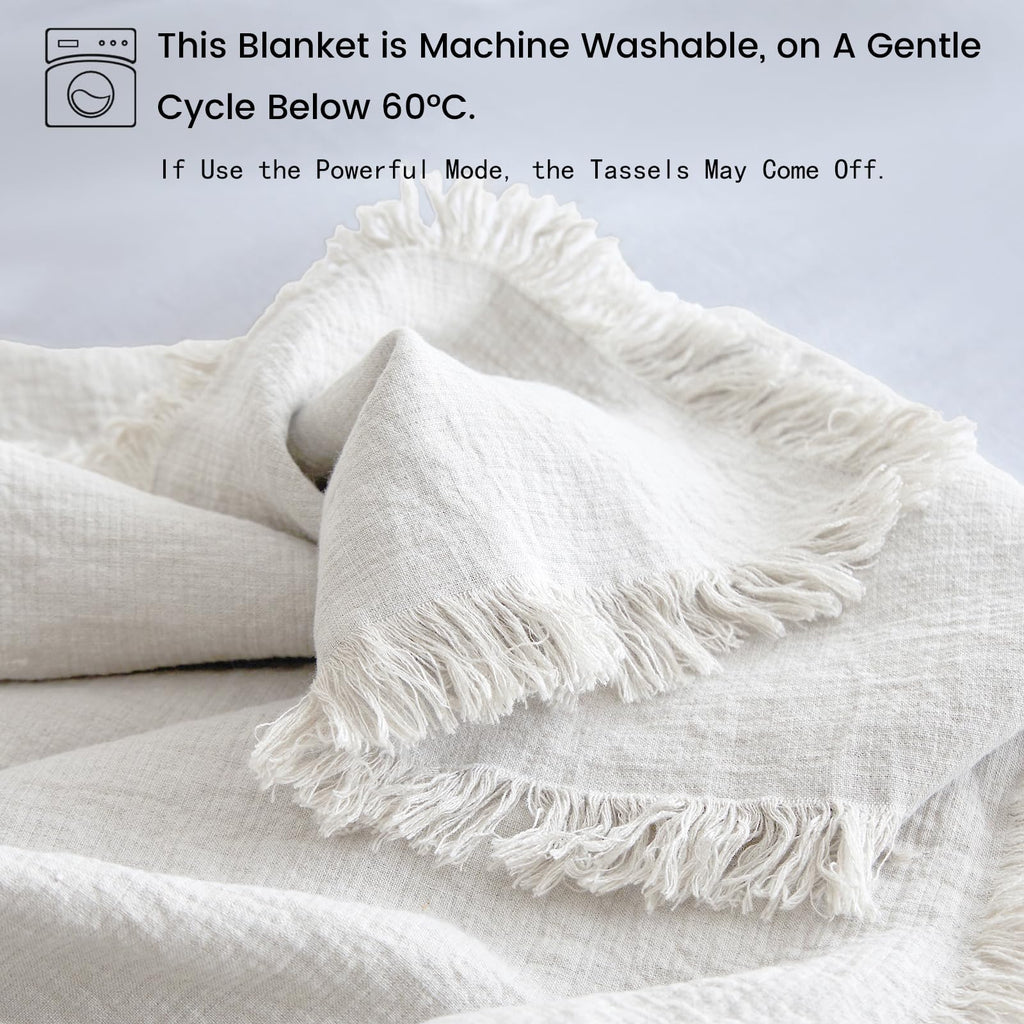 100% Linen Throw Blanket